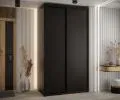 Šatní skříň s posuvnými dveřmi DAVOS 140cm | Černá / černé pojezdy