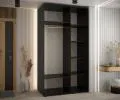 Šatní skříň s posuvnými dveřmi DAVOS 140cm | Černá / černé pojezdy