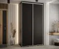 Šatní skříň s posuvnými dveřmi DAVOS 140cm | Černá / stříbrné pojezdy