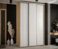 Šatní skříň s posuvnými dveřmi DAVOS 150cm | DUB Artisan / bílá / stříbrné