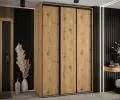 Šatní skříň s posuvnými dveřmi DAVOS 150cm | DUB Artisan / černé pojezdy