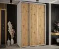 Šatní skříň s posuvnými dveřmi DAVOS 160cm | Bílá / DUB Artisan / stříbrné
