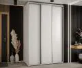 Šatní skříň s posuvnými dveřmi DAVOS 160cm | Bílá / stříbrné pojezdy