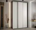 Šatní skříň s posuvnými dveřmi DAVOS 160cm | Černá / bílá / stříbrné pojezdy