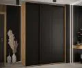 Šatní skříň s posuvnými dveřmi DAVOS 170cm | DUB Artisan / černá / černé pojezdy
