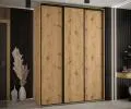 Šatní skříň s posuvnými dveřmi DAVOS 170cm | DUB Artisan / černé pojezdy