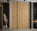 Šatní skříň s posuvnými dveřmi DAVOS 170cm | Bílá / DUB Artisan / stříbrné