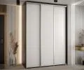 Šatní skříň s posuvnými dveřmi DAVOS 170cm | Černá / bílá / stříbrné pojezdy