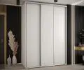 Šatní skříň s posuvnými dveřmi DAVOS 180cm | Bílá / stříbrné pojezdy