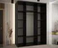 Šatní skříň s posuvnými dveřmi DAVOS 180cm | Černá / DUB Artisan / černé pojezdy