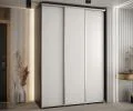 Šatní skříň s posuvnými dveřmi DAVOS 180cm | Černá / bílá / stříbrné pojezdy