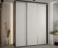 Šatní skříň s posuvnými dveřmi DAVOS 200cm | Černá / bílá / stříbrné pojezdy