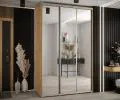 Šatní skříň s posuvnými zrcadlovými dveřmi DAVOS 160cm | DUB Artisan / stříbrné pojezdy