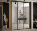 Šatní skříň s posuvnými zrcadlovými dveřmi DAVOS 180cm | DUB Artisan / černé pojezdy