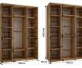 Šatní skříň s posuvnými zrcadlovými dveřmi DAVOS 180cm | DUB Artisan / černé pojezdy