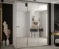 Šatní skříň s posuvnými zrcadlovými dveřmi DAVOS 190cm | Bílá / stříbrné pojezdy