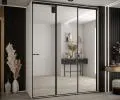 Šatní skříň s posuvnými zrcadlovými dveřmi DAVOS 190cm | Bílá / černé pojezdy