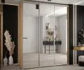Šatní skříň s posuvnými zrcadlovými dveřmi DAVOS 200cm | DUB Artisan / stříbrné pojezdy