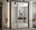 Šatní skříň s posuvnými zrcadlovými dveřmi DAVOS 170cm | Černá / stříbrné pojezdy