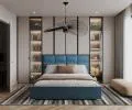 Čalouněná postel APOLLO 120x200 Modrá Paris s úložným prostorem kovový rošt