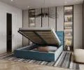 Čalouněná postel APOLLO 160x200 Modrá Paris s úložným prostorem kovový rošt