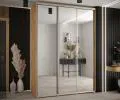 Šatní skříň s posuvnými zrcadlovými dveřmi DAVOS 170cm | DUB Artisan / stříbrné pojezdy