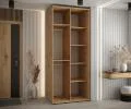 Šatní skříň s posuvnými dveřmi DAVOS 4, 100cm | DUB Artisan / bílá / stříbrné