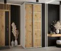 Šatní skříň s posuvnými dveřmi DAVOS 4, 100cm | Bílá / DUB Artisan / stříbrné
