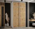 Šatní skříň s posuvnými dveřmi DAVOS 4, 140cm | Bílá / DUB Artisan / stříbrné