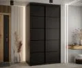 Šatní skříň s posuvnými dveřmi DAVOS 4, 140cm | Černá / černé pojezdy