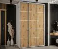 Šatní skříň s posuvnými dveřmi DAVOS 4, 160cm | Bílá / DUB Artisan / stříbrné