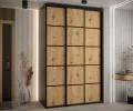 Šatní skříň s posuvnými dveřmi DAVOS 4, 160cm | Černá / DUB Artisan / černé pojezdy