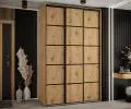 Šatní skříň s posuvnými dveřmi DAVOS 4, 160cm | DUB Artisan / černé pojezdy