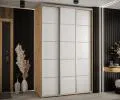 Šatní skříň s posuvnými dveřmi DAVOS 4, 160cm | DUB Artisan / bílá / stříbrné