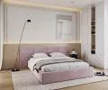 Čalouněná postel DENVER 140x200 s kovovým zdvižným roštem PARIS RŮŽOVÁ