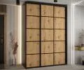 Šatní skříň s posuvnými dveřmi DAVOS 4, 170cm | Černá / DUB Artisan / černé pojezdy