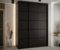 Šatní skříň s posuvnými dveřmi DAVOS 4, 170cm | Černá / černé pojezdy