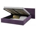Čalouněná postel DENVER 180x200 s kovovým zdvižným roštem PARIS TMAVĚ FIALOVÁ