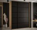 Šatní skříň s posuvnými dveřmi DAVOS 4, 170cm | DUB Artisan / černá / černé pojezdy