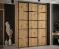 Šatní skříň s posuvnými dveřmi DAVOS 4, 170cm | DUB Artisan / černé pojezdy