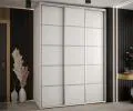 Šatní skříň s posuvnými dveřmi DAVOS 4, 180cm | Bílá / stříbrné pojezdy