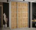 Šatní skříň s posuvnými dveřmi DAVOS 4, 180cm | Bílá / DUB Artisan / stříbrné