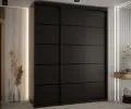 Šatní skříň s posuvnými dveřmi DAVOS 4, 190cm | Černá / černé pojezdy