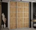 Šatní skříň s posuvnými dveřmi DAVOS 4, 190cm | Bílá / DUB Artisan / stříbrné