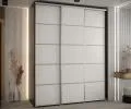 Šatní skříň s posuvnými dveřmi DAVOS 4, 200cm | Černá / bílá / stříbrné pojezdy