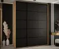 Šatní skříň s posuvnými dveřmi DAVOS 4, 200cm | DUB Artisan / černá / černé pojezdy