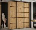 Šatní skříň s posuvnými dveřmi DAVOS 4, 200cm | DUB Artisan / černé pojezdy