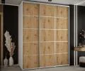 Šatní skříň s posuvnými dveřmi DAVOS 4, 200cm | Bílá / DUB Artisan / stříbrné