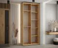 Šatní skříň DAVOS 5 posuvné dvěře a zrcadlo, 120×235×45, DUB Artisan / černá / černé