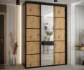Šatní skříň s posuvnými dveřmi a zrcadlem DAVOS 5, 170cm | Černá / DUB Artisan / černé